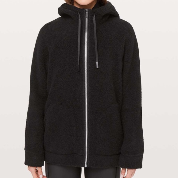 Lululemon So Sherpa Hooded Jacket Size 4 Black - Picture 1 of 4